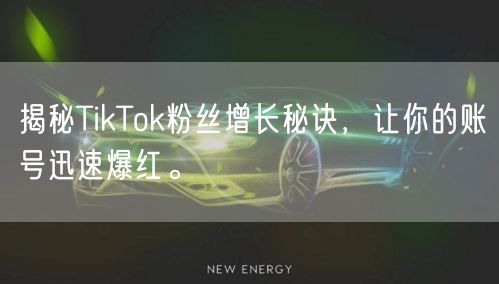 揭秘TikTok粉丝增长秘诀，让你的账号迅速爆红。