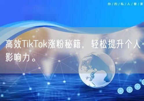 高效TikTok涨粉秘籍，轻松提升个人影响力。